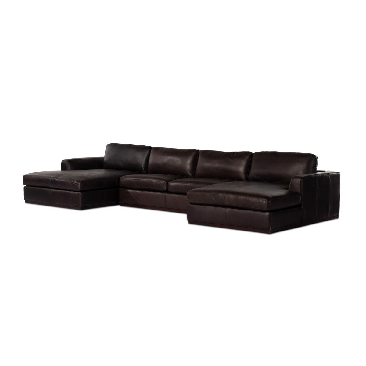 Elijah 169" Top Grain Leather Dual Chaise Sectional - Heirloom Cigar