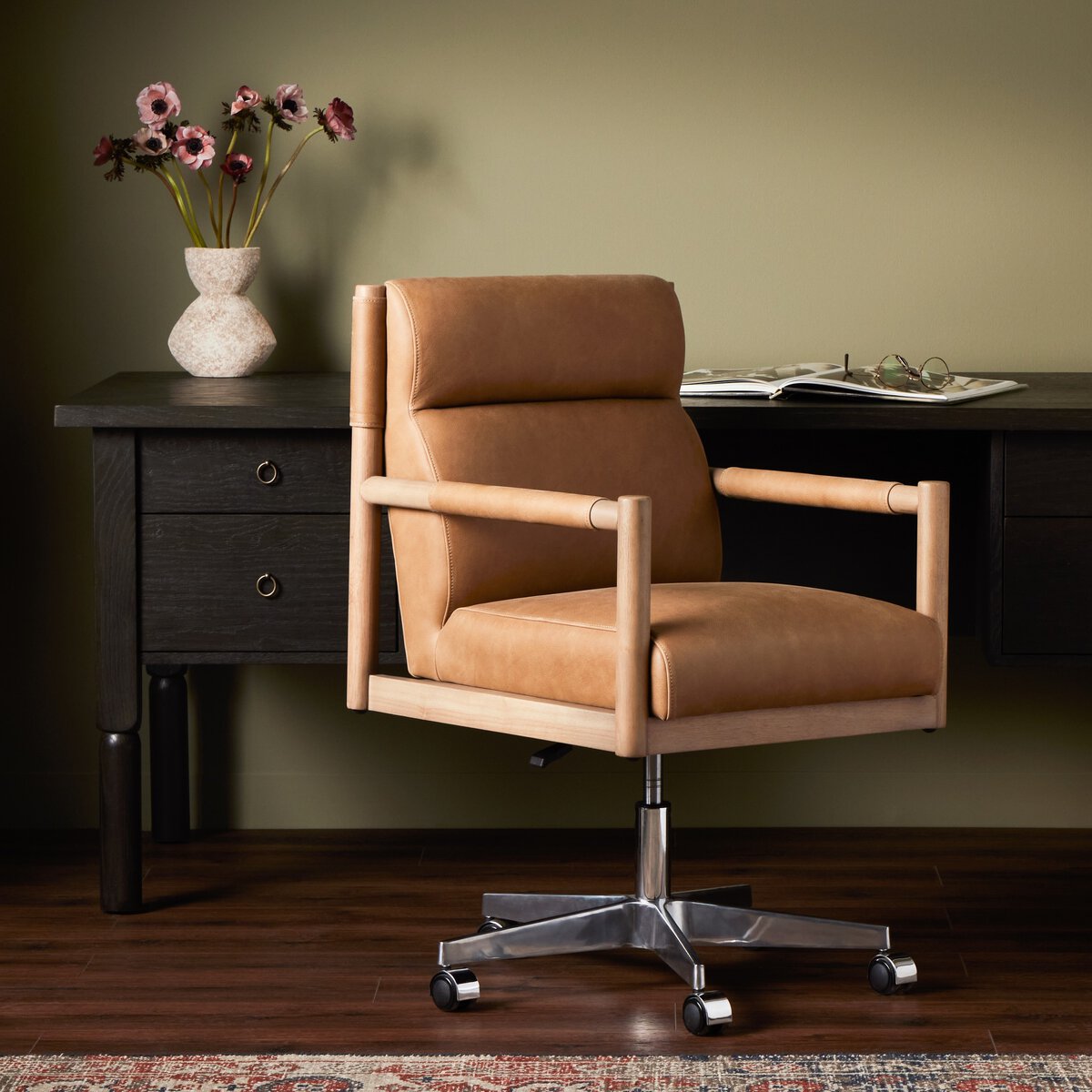 Hensley 22" Top Grain Leather Desk Chair - Palermo Drift