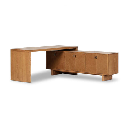 Jayne 78" L-Shaped Desk - Amber Oak