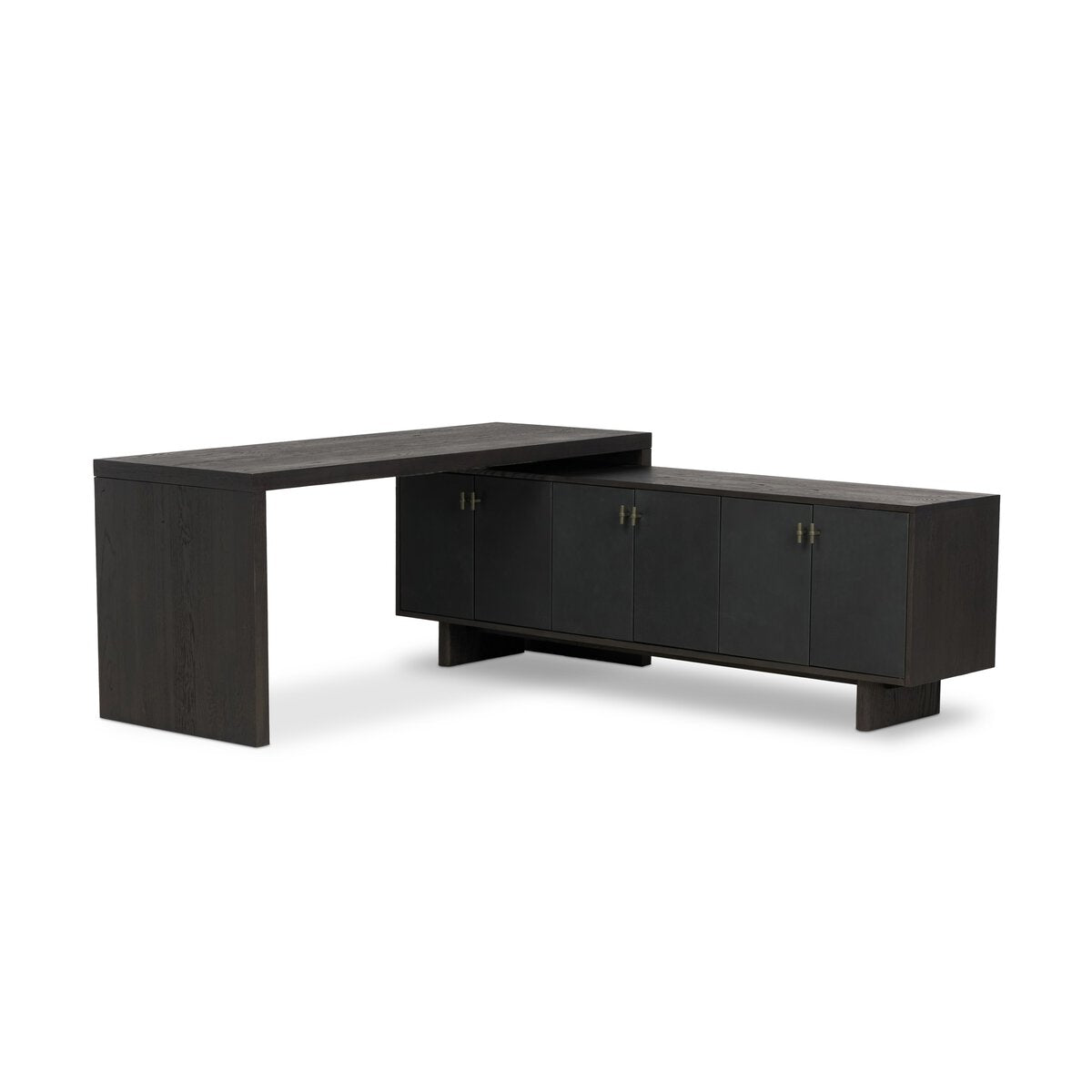 Jayne 78" L-Shaped Desk - Worn Black Oak