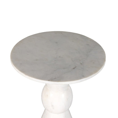 Roxanne 28" Round Marble End Table - Polished White Marble