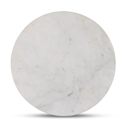 Roxanne 28" Round Marble End Table - Polished White Marble