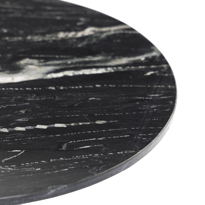 Roxanne 28" Round Marble End Table - Black Marble