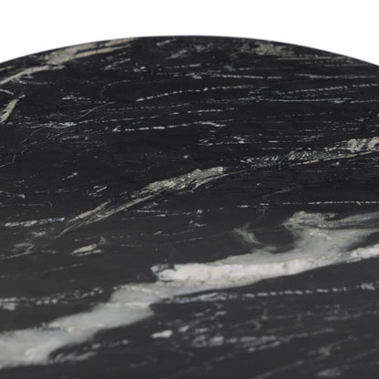 Roxanne 28" Round Marble End Table - Black Marble