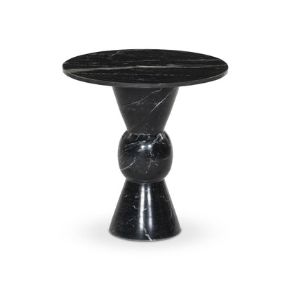 Roxanne 28" Round Marble End Table - Black Marble