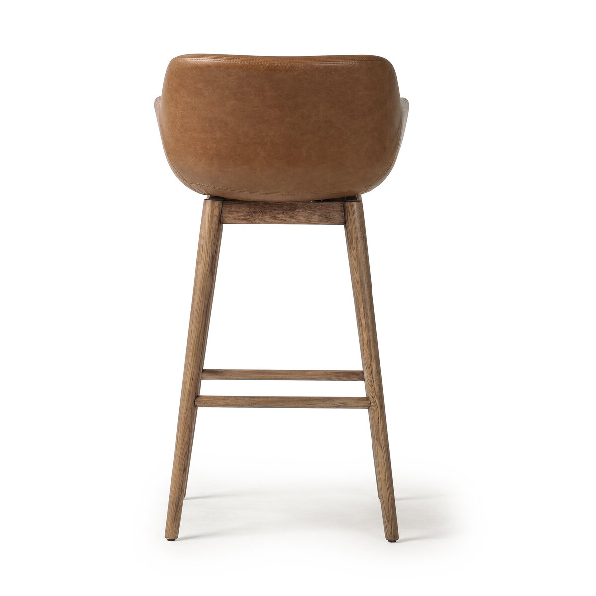 Maya Top Grain Leather Swivel Bar Stool - Chestnut + Oak