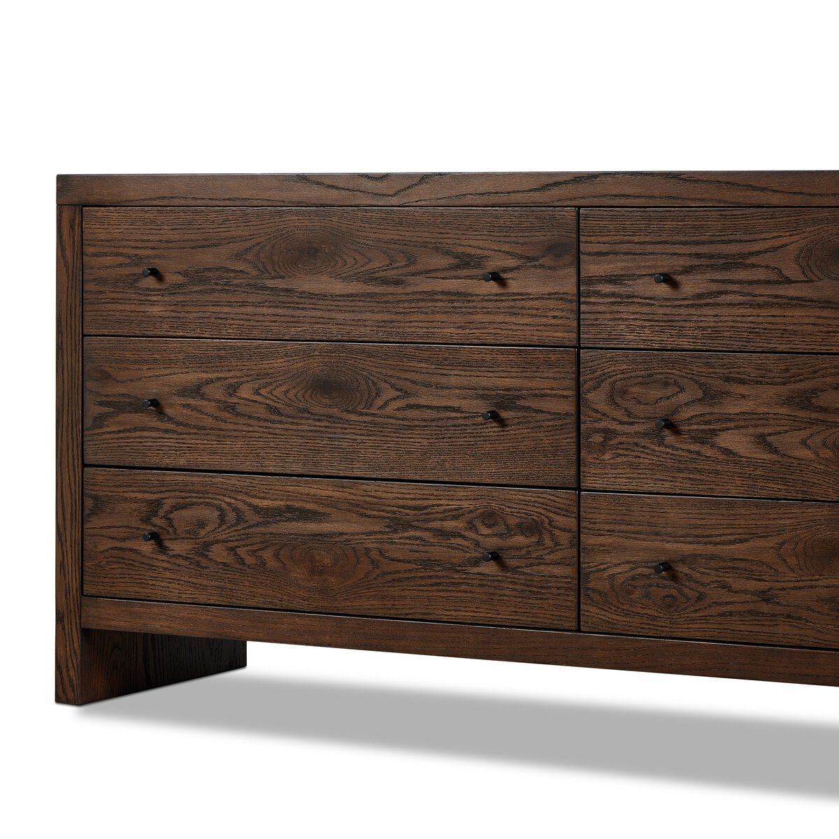 Zohran 75" 6 Drawer Dresser - Iron + Umber Oak