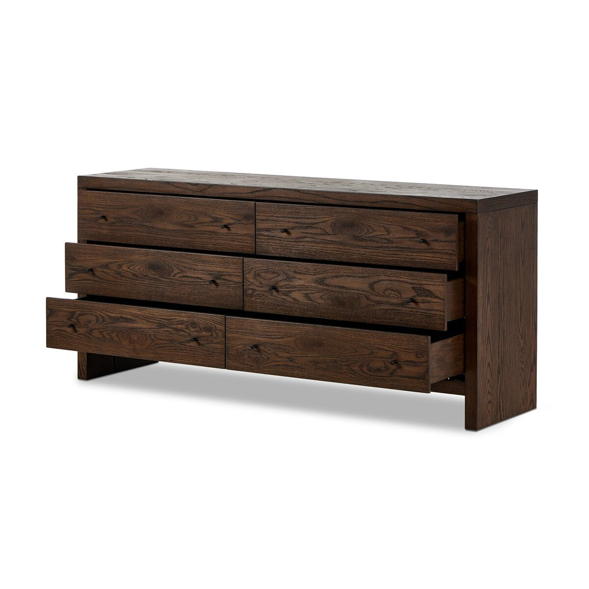 Zohran 75" 6 Drawer Dresser - Iron + Umber Oak