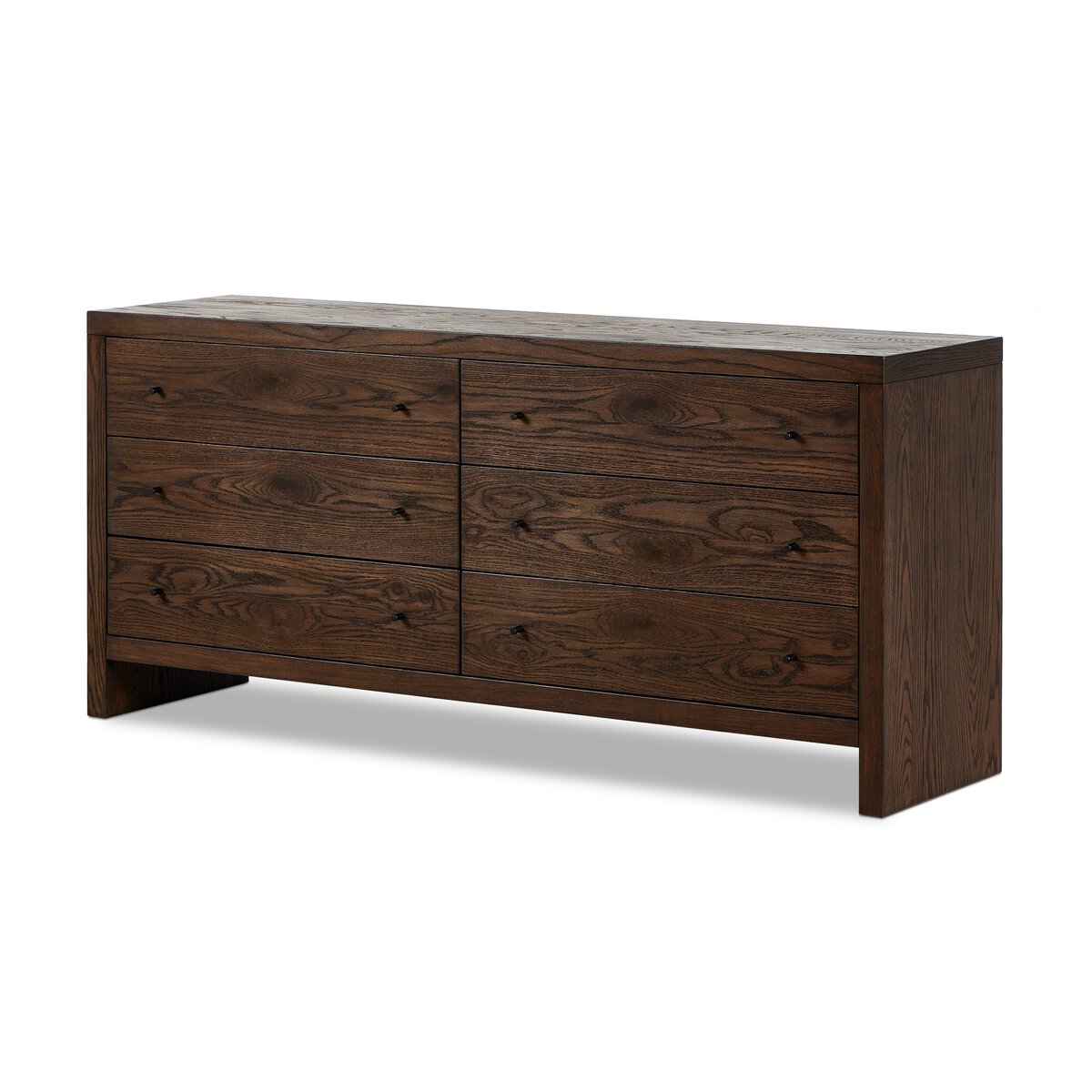 Zohran 75" 6 Drawer Dresser - Iron + Umber Oak