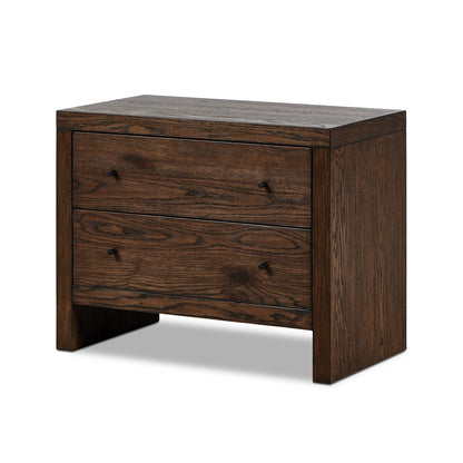 Zohran 32" 2 Drawer Charging Nightstand - Iron + Umber Oak