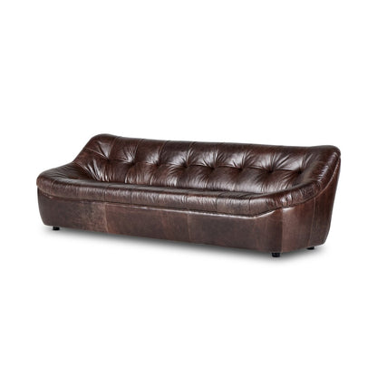 Rocha 106" Top Grain Leather Bench Cushion Sofa - Conroe Cigar