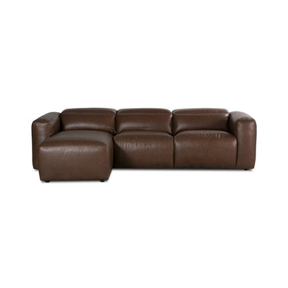 Killian 121" 3 Piece Power Recliner Top Grain Leather LAF Sectional - Sonoma Coco