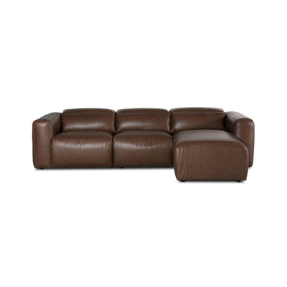 Killian 121" 3 Piece Power Recliner Top Grain Leather RAF Sectional - Sonoma Coco