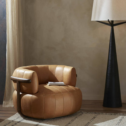 Dorthy 37" Top Grain Leather Swivel Chair - Palermo Cognac