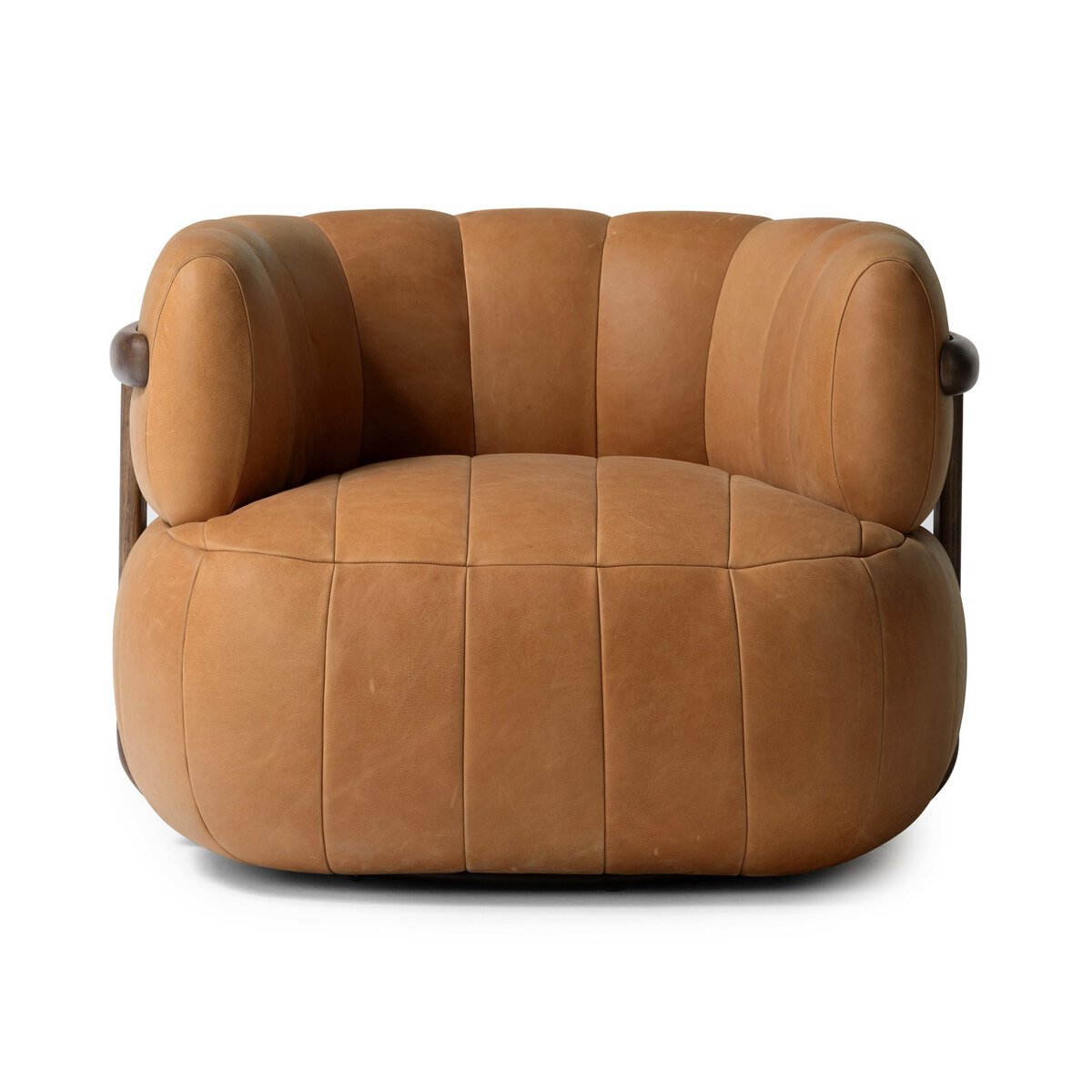 Dorthy 37" Top Grain Leather Swivel Chair - Palermo Cognac
