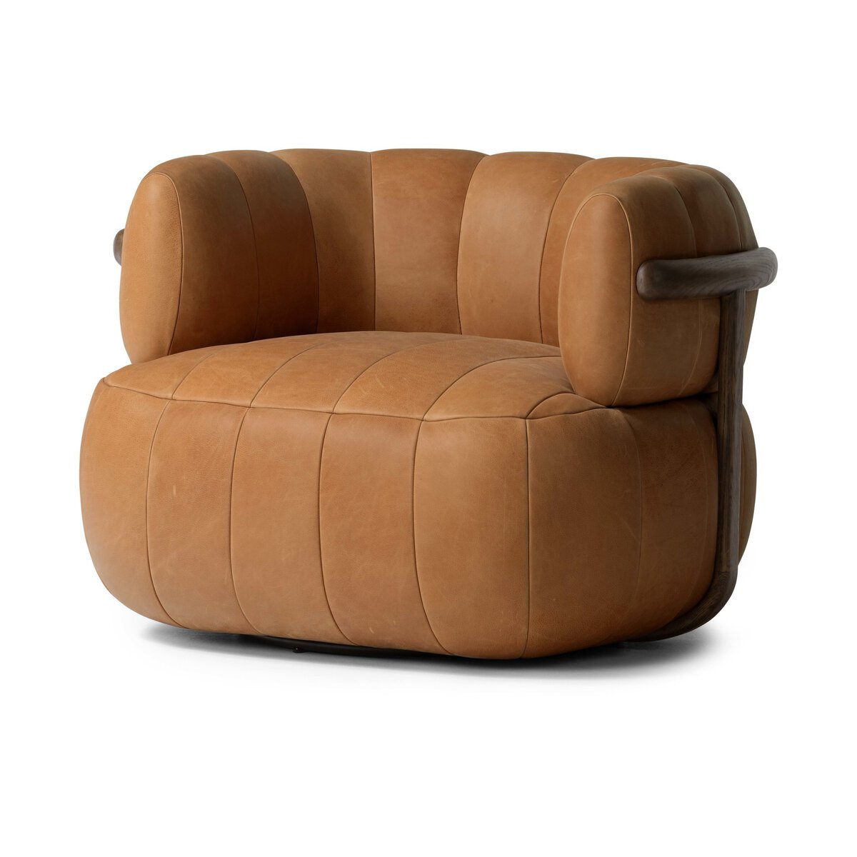 Dorthy 37" Top Grain Leather Swivel Chair - Palermo Cognac