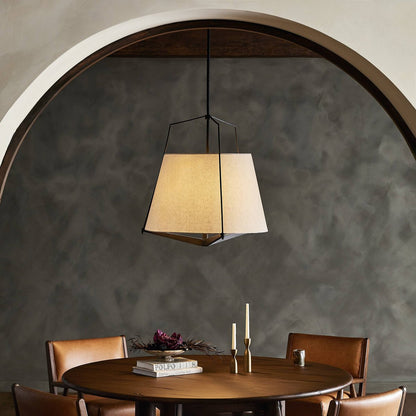 Mireille 26" Pendant - Matte Black + Light Beige