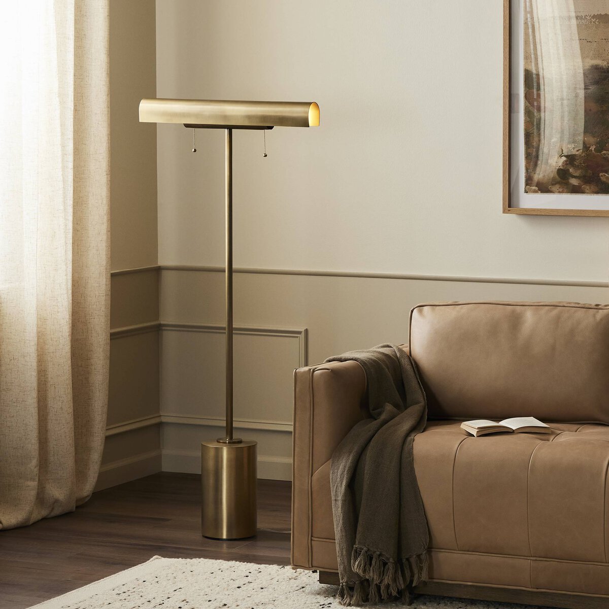 Mylah 24" Floor Lamp - Aged Brass Iron