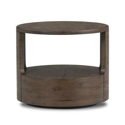 Zinnia 26" Round End Table - Grey Reclaimed French Oak