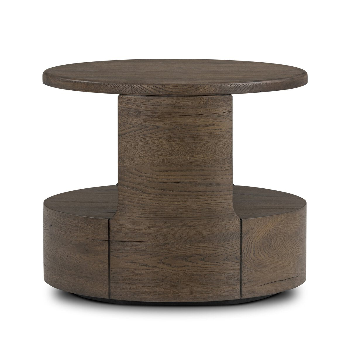 Zinnia 26" Round End Table - Grey Reclaimed French Oak