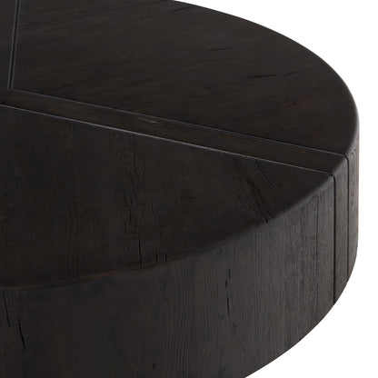 Samara 55" Round Coffee Table - Dark Espresso Reclaimed French Oak