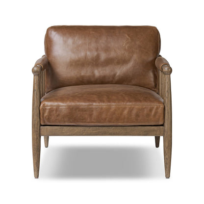 Wren 31" Top Grain Leather Occasional Chair - Dulane Mahogany