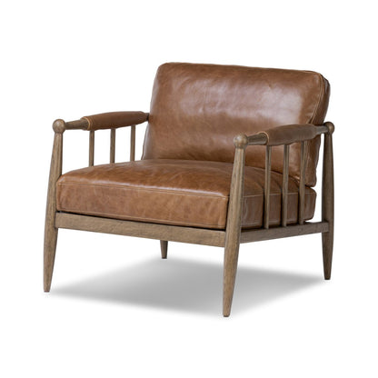 Wren 31" Top Grain Leather Occasional Chair - Dulane Mahogany