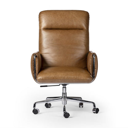 Amara 27" Top Grain Leather Swivel Desk Chair - Sonoma Chestnut