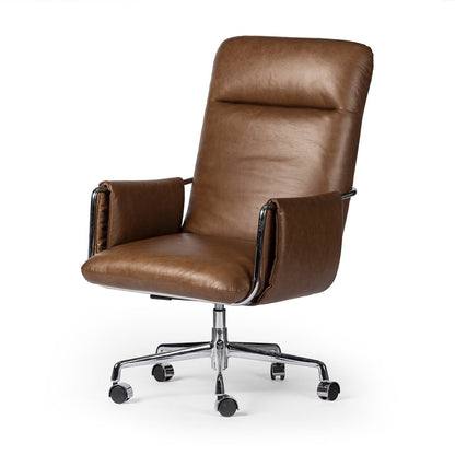 Amara 27" Top Grain Leather Swivel Desk Chair - Sonoma Chestnut