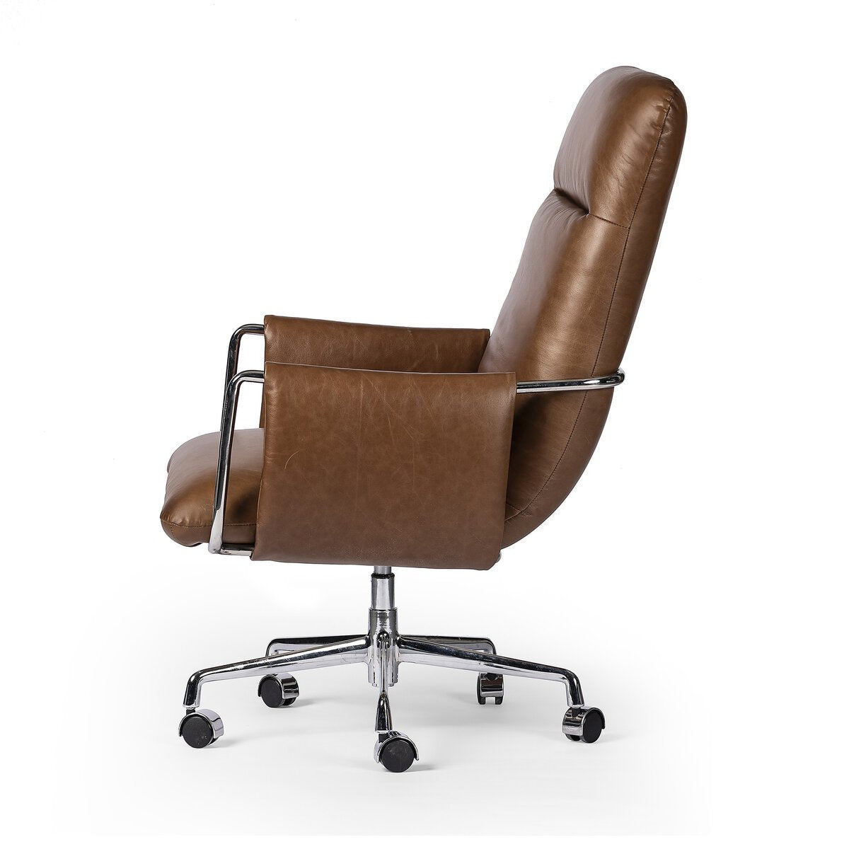 Amara 27" Top Grain Leather Swivel Desk Chair - Sonoma Chestnut