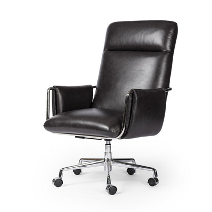 Amara 27" Top Grain Leather Swivel Desk Chair - Sonoma Black