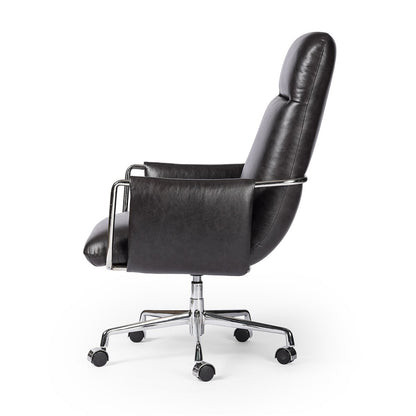 Amara 27" Top Grain Leather Swivel Desk Chair - Sonoma Black