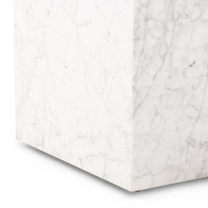 Hanson 20" Square End Table - White Carrara Marble