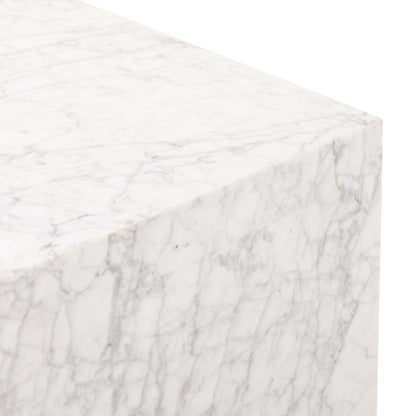 Hanson 20" Square End Table - White Carrara Marble
