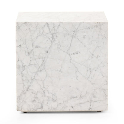 Hanson 20" Square End Table - White Carrara Marble