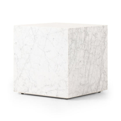 Hanson 20" Square End Table - White Carrara Marble