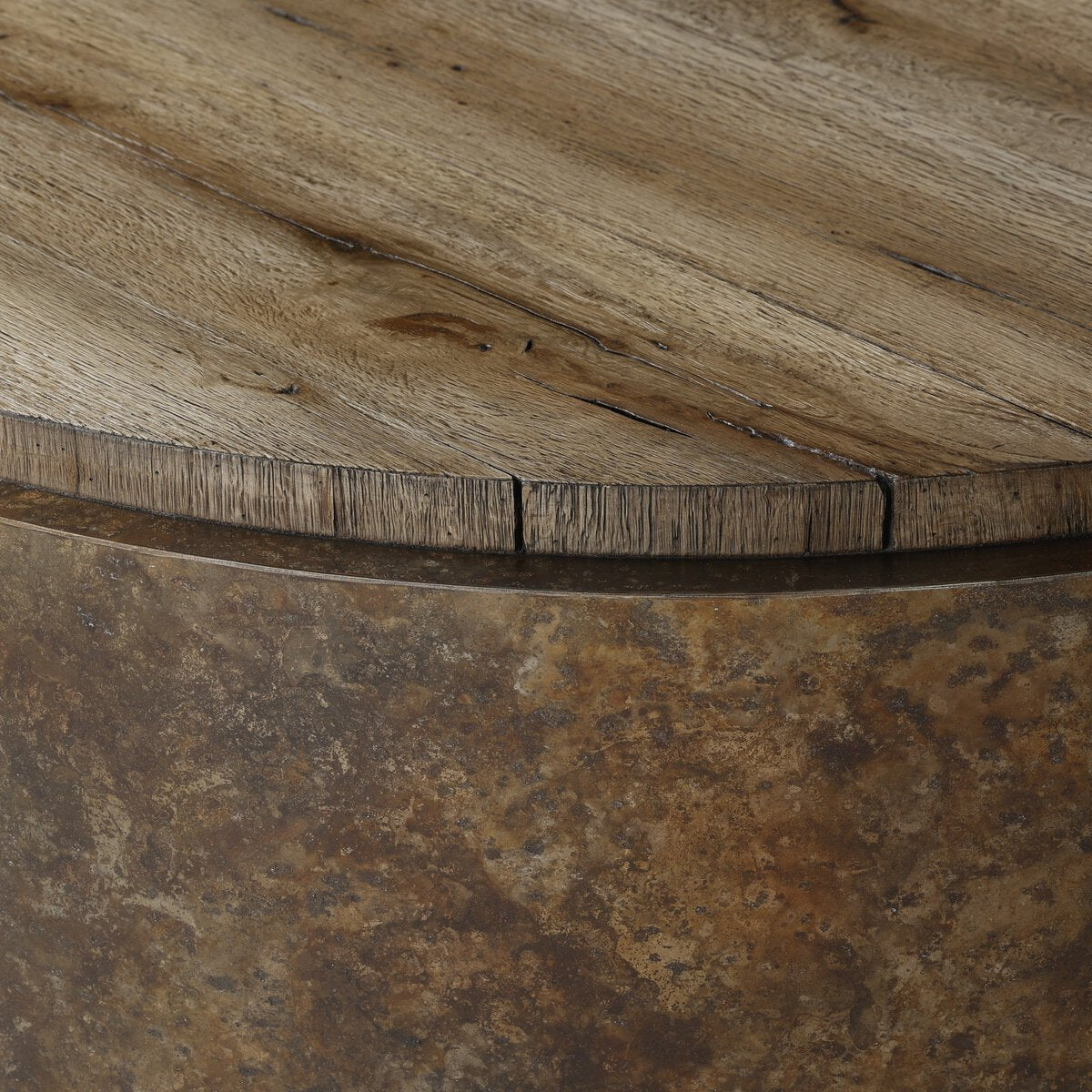 Melinda 48" Oak Round Coffee Table - Burnt Bleached