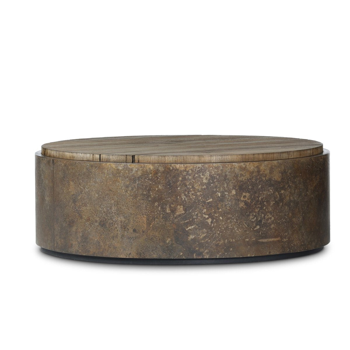Melinda 48" Oak Round Coffee Table - Burnt Bleached