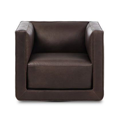 Philips 34" Top Grain Leather Swivel Chair - Heirloom Cigar