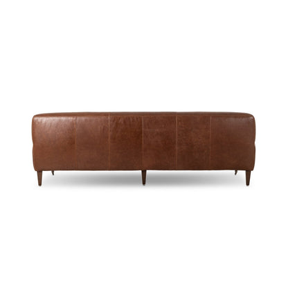 Damson 95" Top Grain Leather Bench Seat Sofa - Dulane Mahogany
