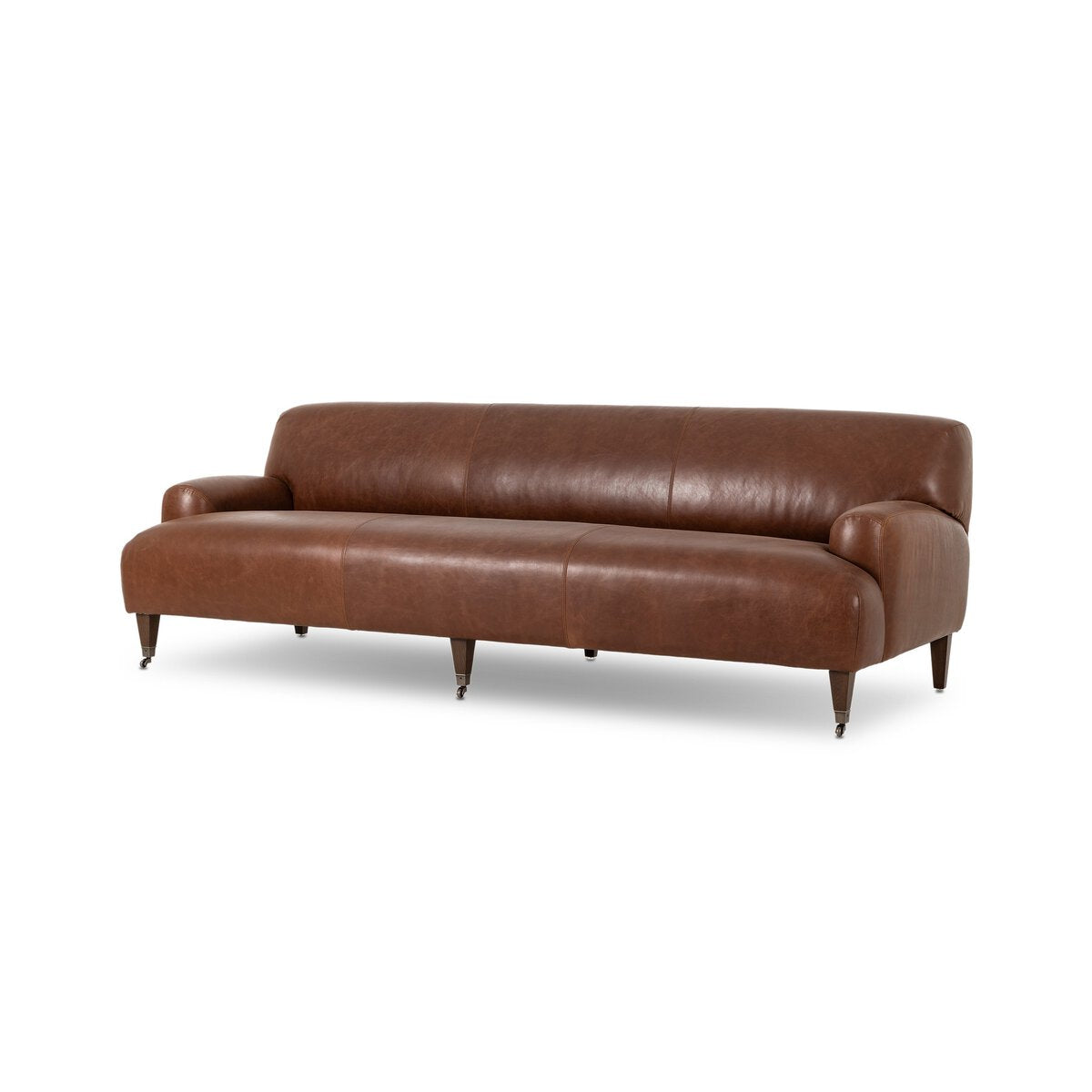 Damson 95" Top Grain Leather Bench Seat Sofa - Dulane Mahogany