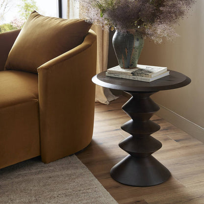 Stacked 22" Round End Table - Reclaimed Russet