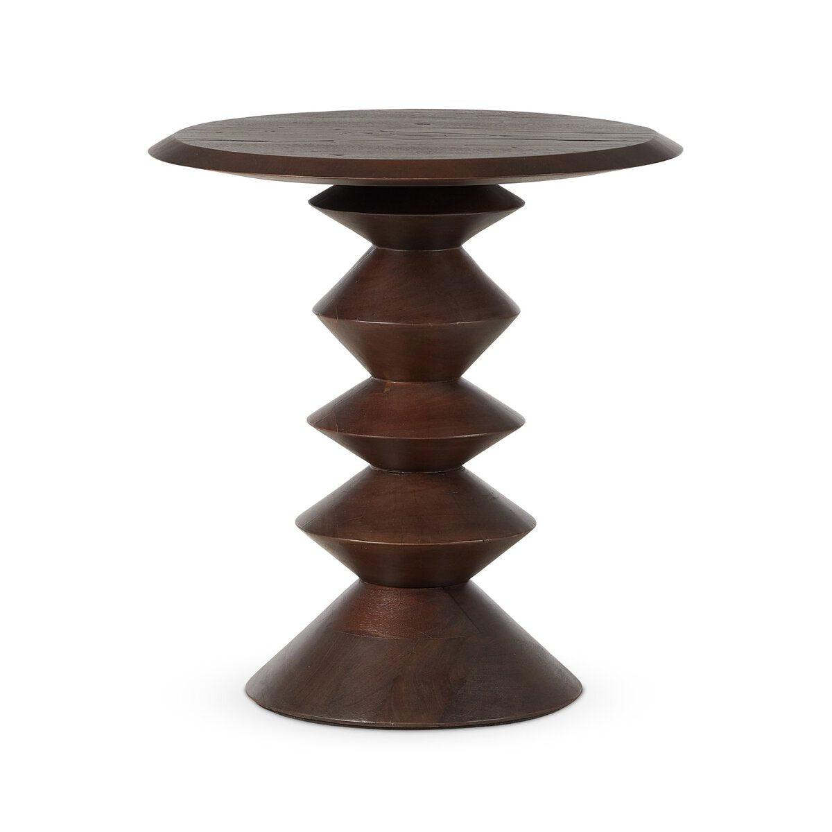 Stacked 22" Round End Table - Reclaimed Russet