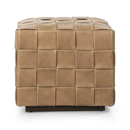 Flores 20" Top Grain Leather Square Ottoman - Palmetto Drift
