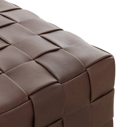 Flores 20" Top Grain Leather Square Ottoman - Lorento Cigar