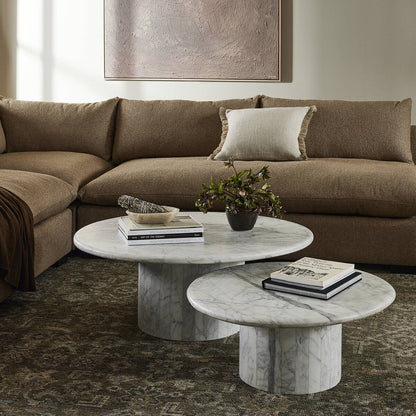 Allegra 65" Round Nesting Tables - White Calacatta Marble