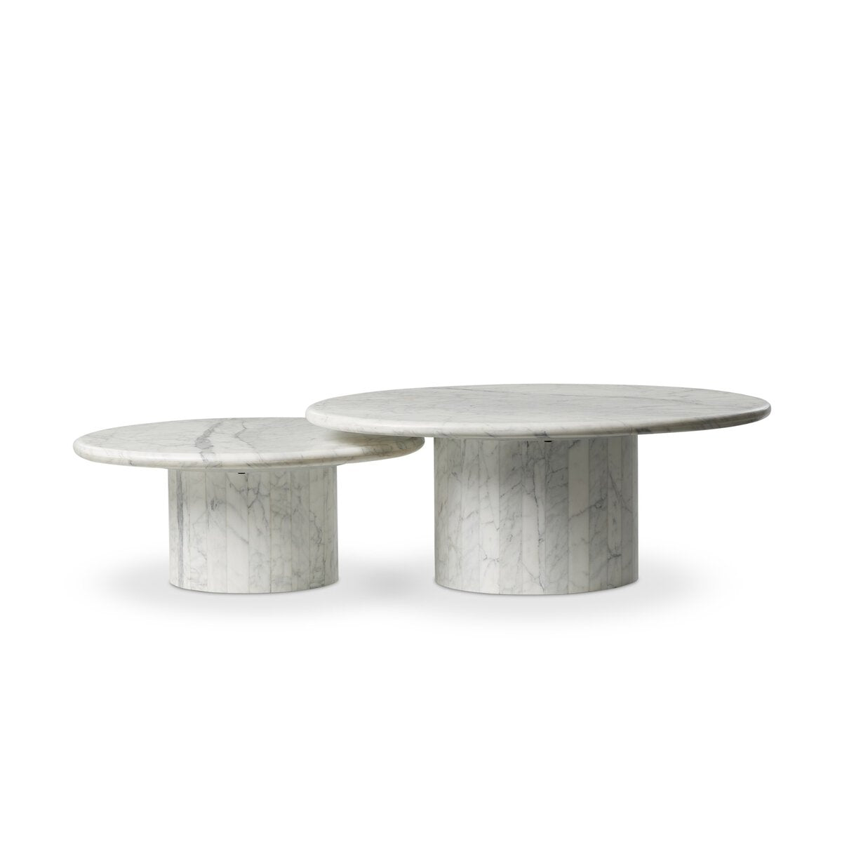 Allegra 65" Round Nesting Tables - White Calacatta Marble