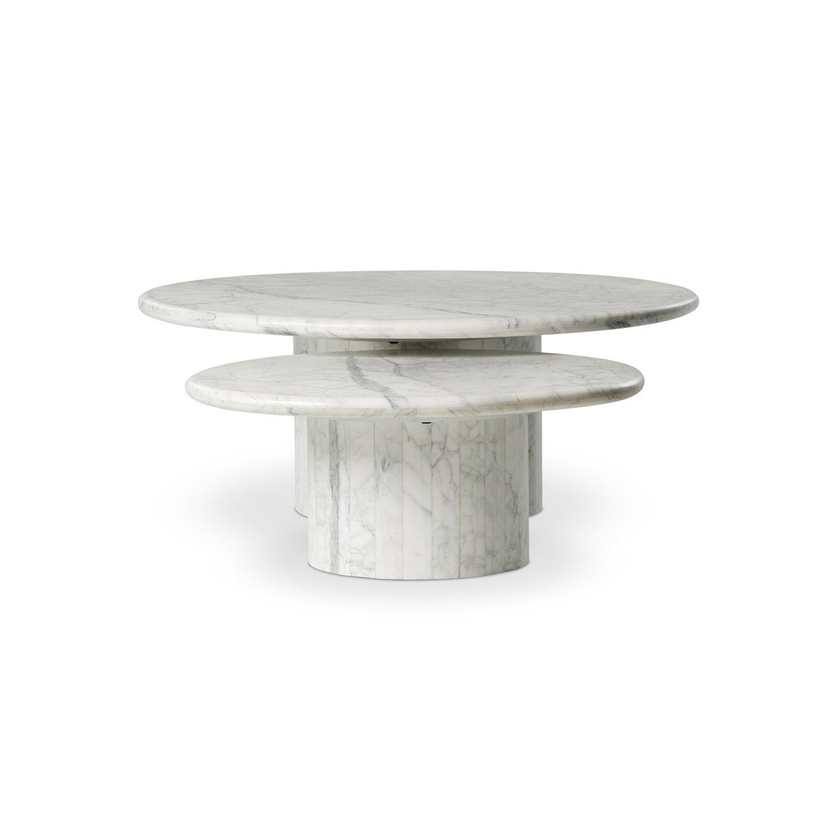 Allegra 65" Round Nesting Tables - White Calacatta Marble