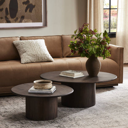 Allegra 65" Round Nesting Tables - Aged Belgium Bleach