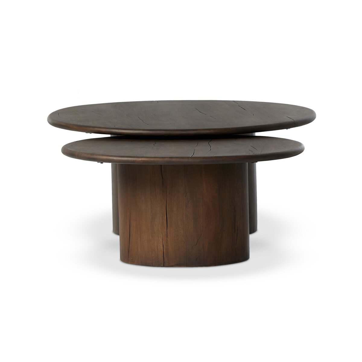 Allegra 65" Round Nesting Tables - Aged Belgium Bleach